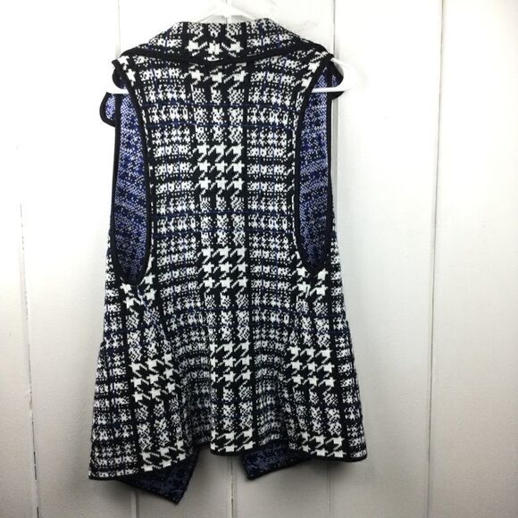 Sioni Houndstooth Knit Vest, White Blue Black Sweater - Small/Medium Petite - Picture 8 of 11